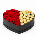 Heart Shaped Flower Box And Ferrero Rocher Chocolates